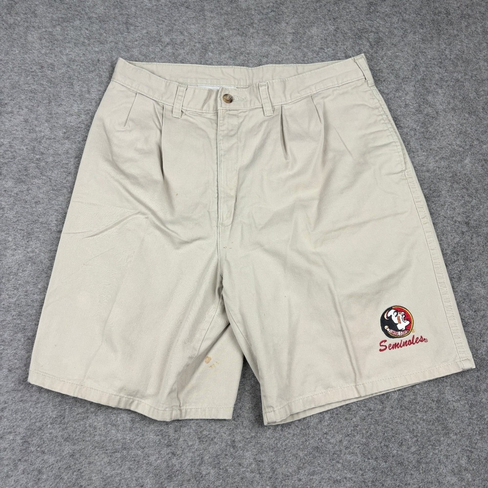 Vintage 90s Florida State Seminoles Chino Shorts Mens 34 Khaki FSU‎ NCAA College